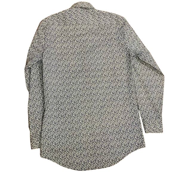 J Ferrar Shirt Stretch Mens S 14-14.5 Floral Cotton Poly Long Sleeve Barrel Cuff - Picture 3 of 10